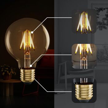 G80 E27 4W Edison Style LED filament Classique Globe forme lumière Rétro Vintage Ambre ampoule 2700K Blanc chaud ampoules à vis 3