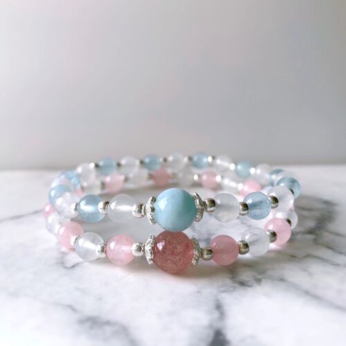 Gemstone Healing Bracelet (Aquamarine / Rose Quartz )