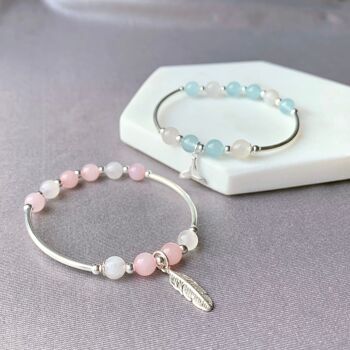 Bracelet de plumes de quartz rose de relation d'amour 3