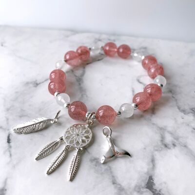 Love Relationship Strawberry Quartz x Moonstone Bracelet