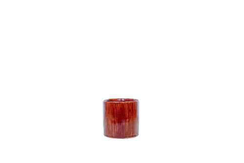Ceramic Plant Pot | Contemporary lined style | Handmade Indoor Pot	| Glazed Finish in Red