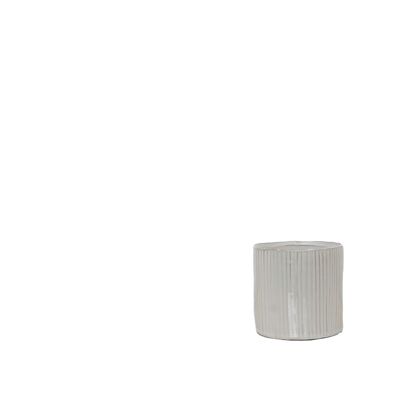 Vaso per piante in ceramica | Stile foderato contemporaneo | Vaso da interno fatto a mano | Finitura smaltata in bianco