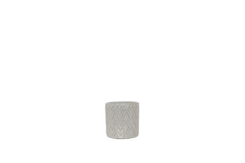 Ceramic Plant Pot with Geometric patterns | Contemporary Lattice style | Handmade	Indoor Pot	| Glazed Finish in White