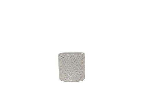 Ceramic Plant Pot with Geometric patterns	| Contemporary Lattice style | Handmade Indoor Pot	| Glazed Finish in White