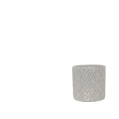 Vaso per piante in ceramica con motivi geometrici | Stile reticolare contemporaneo | Vaso da interno fatto a mano | Finitura smaltata in bianco