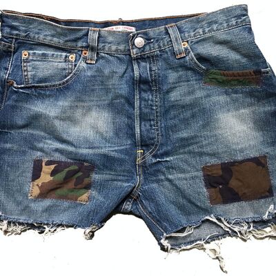 ARMY CAMO DENIM SHORTS