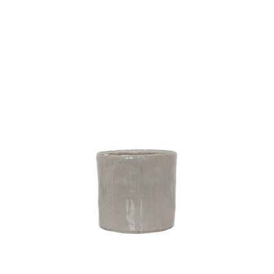 Ceramic Plant Pot	| Oriental style	| Indoor	| Handmade	| Willow-inspired	 | Glazed Finish in Taupe