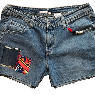 STITCH DENIM SHORTS