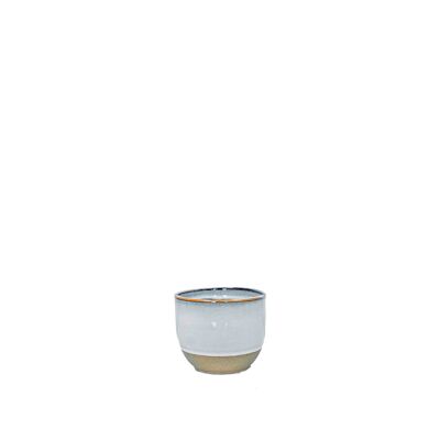 Maceta de cerámica | Estilo contemporáneo | Vaso interior hecho a mano | Esmaltado en un Misty Blue degradado