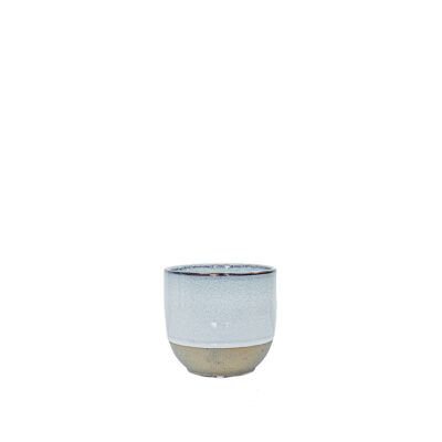Maceta de cerámica | Estilo contemporáneo | Vaso interior hecho a mano | Esmaltado en Misty Blue degradado con fondo sin esmaltar