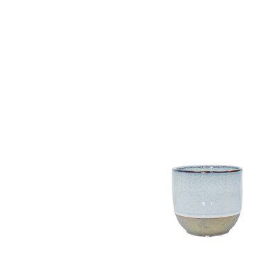Vaso per piante in ceramica | Stile contemporaneo | Vaso per bicchiere da interno fatto a mano | Smaltato in un Misty Blue sfumato con fondo non smaltato