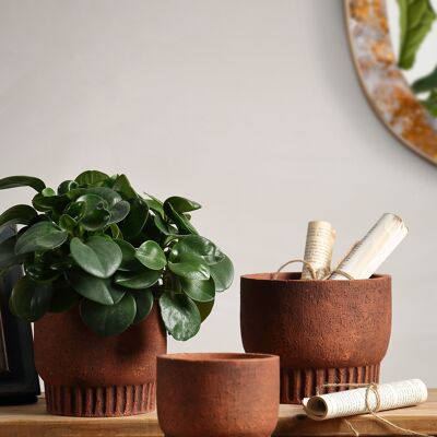 Cement	Plant Pot | Contemporary African style	 | Handmade | Rustic and Tribal effect | Terracotta colour