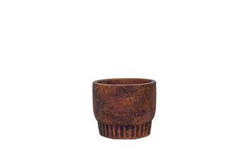 Pot de fleurs en ciment | Style africain contemporain | Fait à la main | Effet rustique et tribal | Couleur terre cuite 3