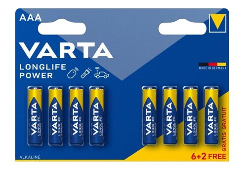 VARTA - PILES LONGLIFE POWER AAA LR03 - 6+2 GRATUITES