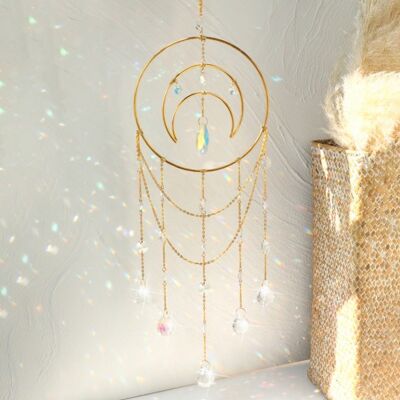 Moon Chandelier Teardrop Crystal Prism Suncatcher