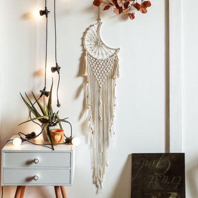 Atrapasueños colgante de pared de macramé de luna