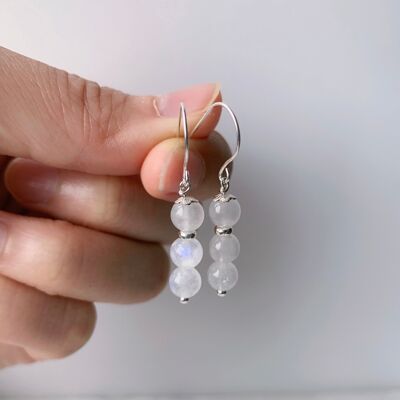 Boucles d'oreilles pendantes en argent 925 avec pierre de lune