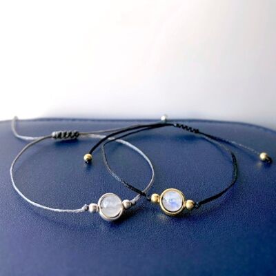 Moonstone 925 Silver Waxed Bracelet