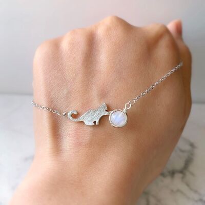 Bracciale con simpatico gatto Moonstone