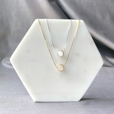 Mondstein minimalistische Sterling Silber Halskette
