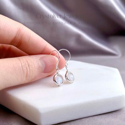 Moonstone Sterling Silver Hoop Earrings