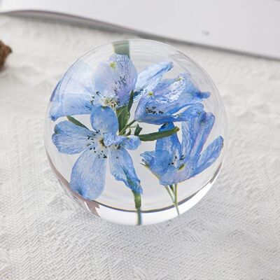 Sfera con lente in cristallo con fiori naturali (stile 6)