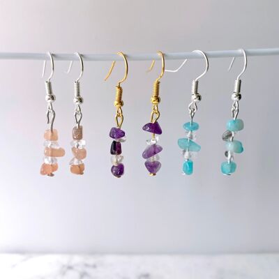 Natural Gemstone Chip Earrings