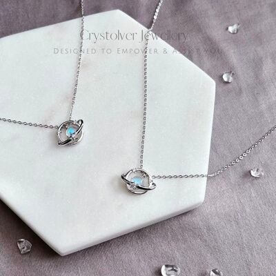 Collier en argent sterling 925 Planet Moonstone