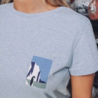 Blaues T-Shirt „Pinguine“ von Palmyre aus recycelter Baumwolle