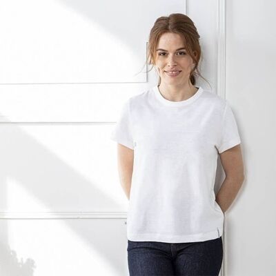 Tee-shirt Colberte blanc en lin & coton bio