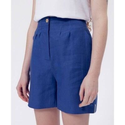 Sofia-Shorts aus blauem Leinen