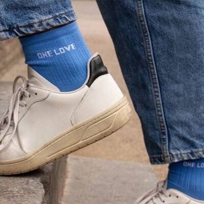 Candice Print One Love Socks Light Blue