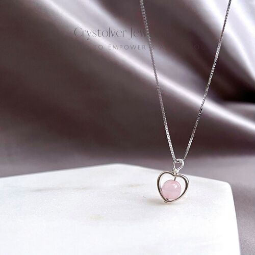 Rose Quartz Dainty Heart Necklace