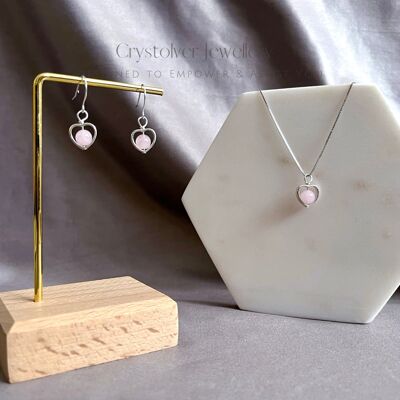 Ensemble-cadeau de bijoux en quartz rose