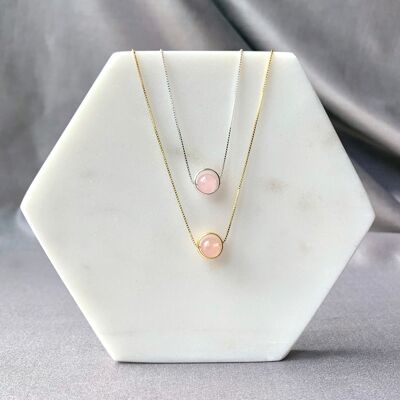 Collier minimaliste en argent sterling avec quartz rose