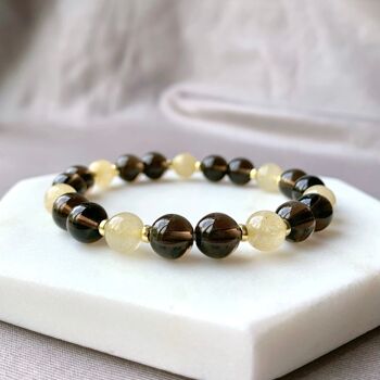 Bracelet Or Quartz Fumé & Citrine Rutile 1