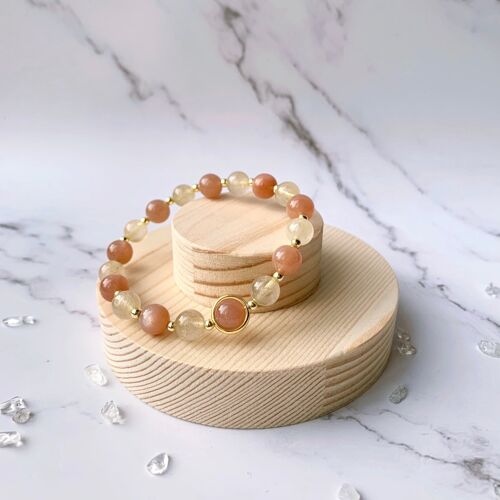 Sunstone & Citrine Gold Beaded Bracelet