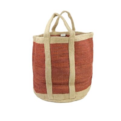 Large jute basket, brick/natural color