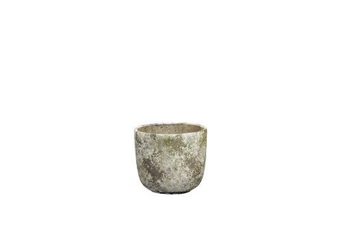 Cement	Plant Pot with Weathered effect	| Contemporary style	| Indoor Tumbler Pot	| Handmade	 | in a Beige colour