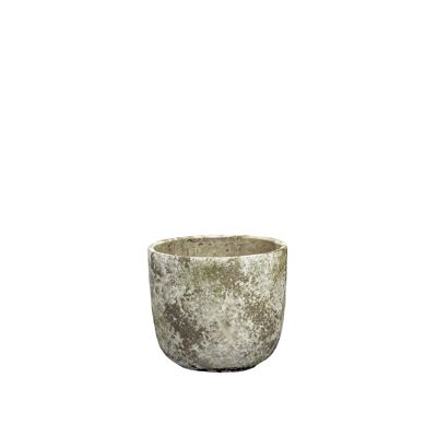 Cache-pot en ciment effet patiné | Style contemporain | Pot à gobelet d'intérieur | Fait à la main | dans une couleur beige