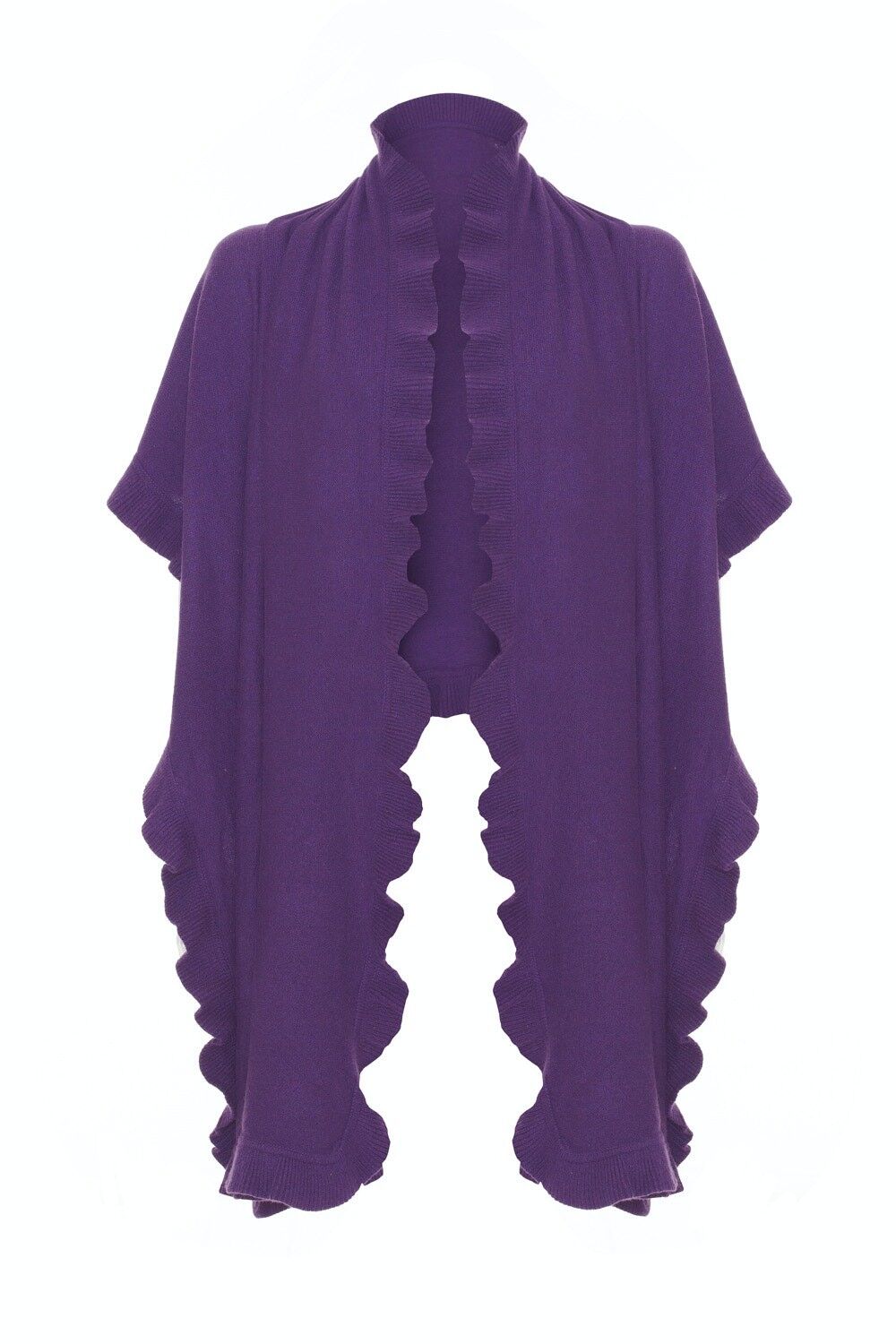 Coprispalle 100% cashmere con volant, viola