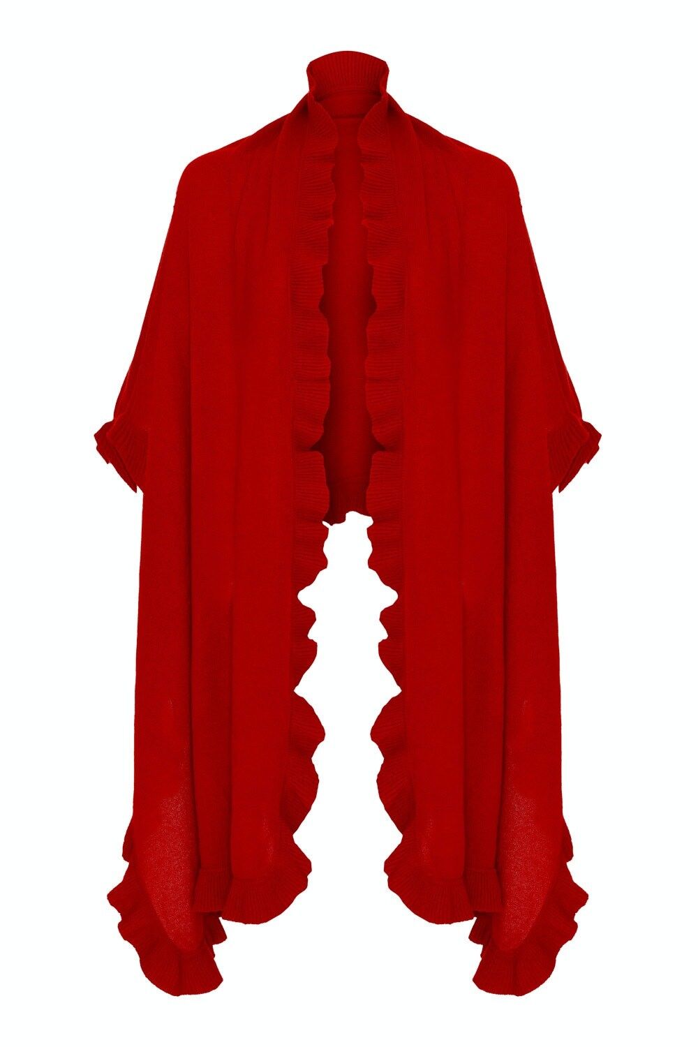 Coprispalle 100% cashmere con volant, rosso