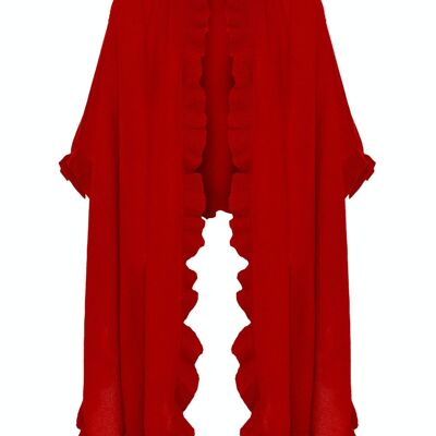 100% Cashmere Frilly Wrap, Red