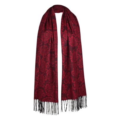 100% Cashmere Stole, Red/Black