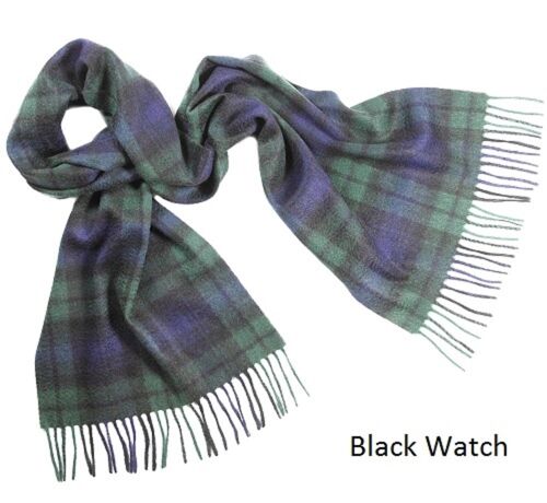 100% Cashmere Tartan Scarf, Black Watch