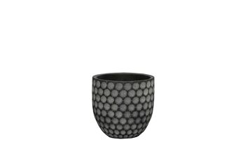 Pot de fleurs en ciment | Style contemporain | Pot à gobelet d'intérieur | Motif géométrique en treillis | Fini à la main dans une couleur noire 2