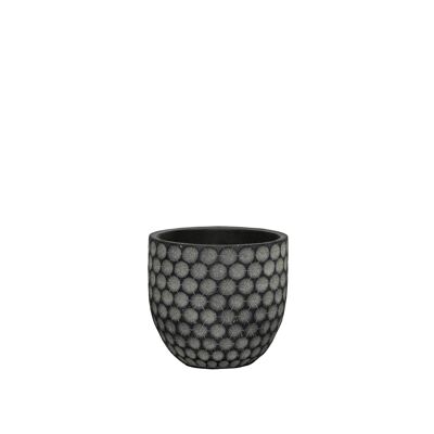 Pot de fleurs en ciment | Style contemporain | Pot à gobelet d'intérieur | Motif géométrique en treillis | Fini à la main dans une couleur noire