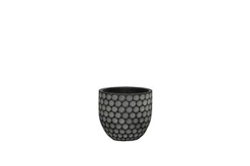 Pot de fleurs en ciment | Style contemporain | Pot à gobelet d'intérieur | Motif géométrique en treillis | Fini à la main dans une couleur noire 1