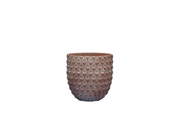 Pot de fleurs en ciment | Design inspiré du pin | Pot à gobelet d'intérieur | Motif géométrique 3D | Fini à la main dans une couleur bordeaux 6