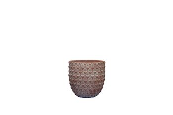 Pot de fleurs en ciment | Design inspiré du pin | Pot à gobelet d'intérieur | Motif géométrique 3D | Fini à la main dans une couleur bordeaux 1